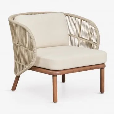 Fotel Z Drewna Akacjowego I Plecionej Liny Capri Kremowa - Sklum