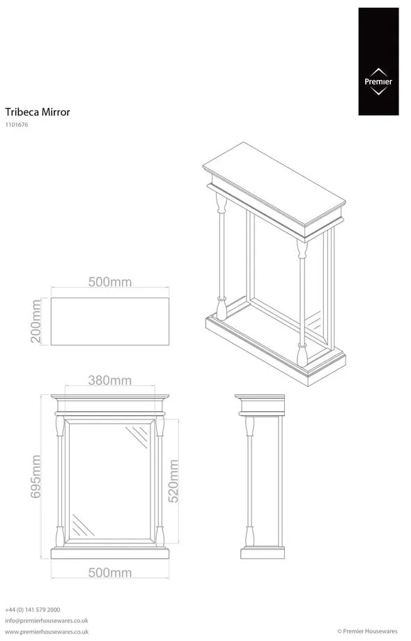 Lustro ścienne z drewnianą ramą 50x70 cm Tribeca – Premier Housewares