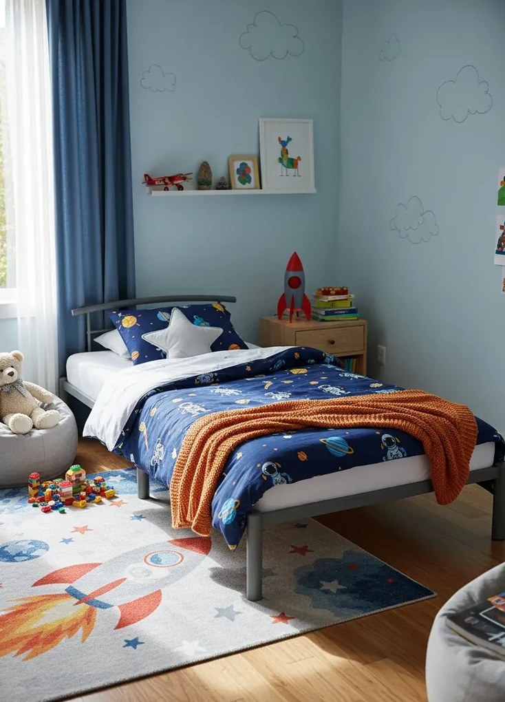 Szare metalowe łóżko w stylu loftowym 100x200 cm K5-M19