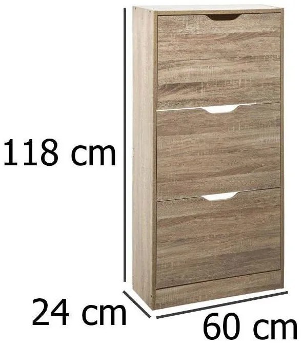 Komoda na buty drewniana, 60x24x118 cm