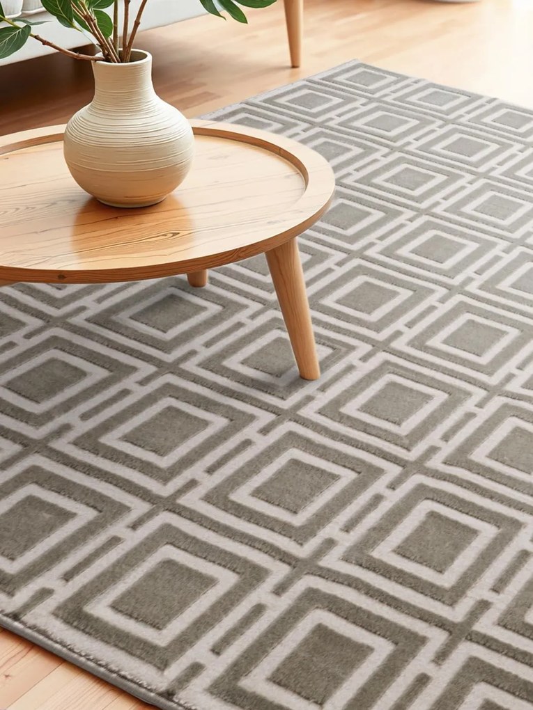 Dywan nowoczesny Perles Romby szaro-kremowe 160 cm x 235 cm