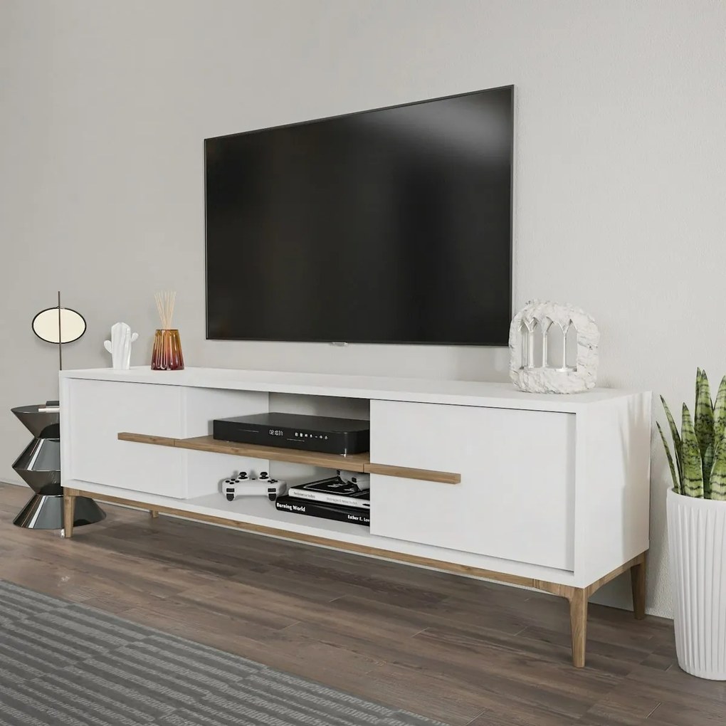 Stolik pod telewizor Eslem White and Walnut