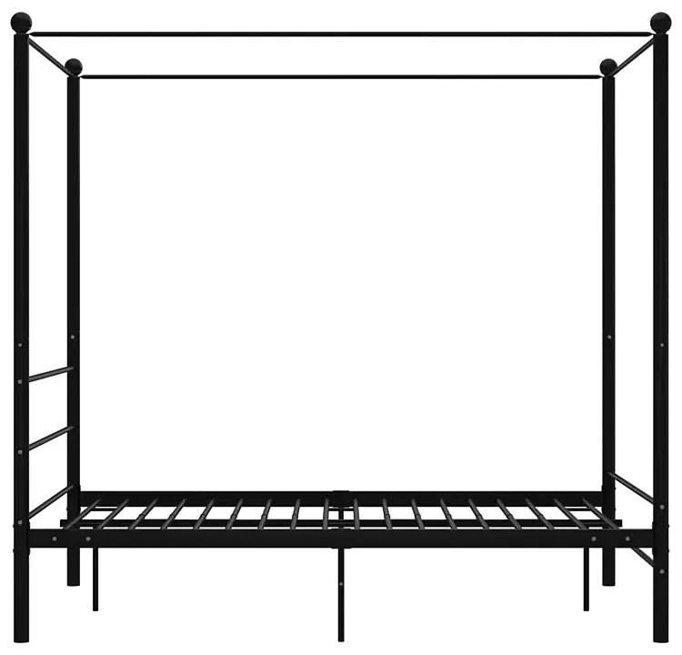 Czarne łóżko z baldachimem z metalu 120x200 cm - Aveiro