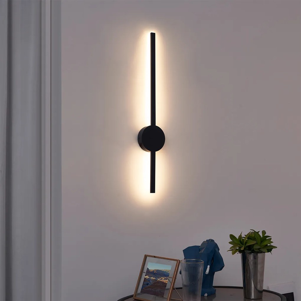 Candeeiro de parede moderno preto 60cm incl. LED - Clockwise