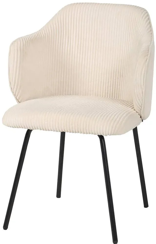 Kremowe krzesło sztruksowe na czarnych nogach D1-L83