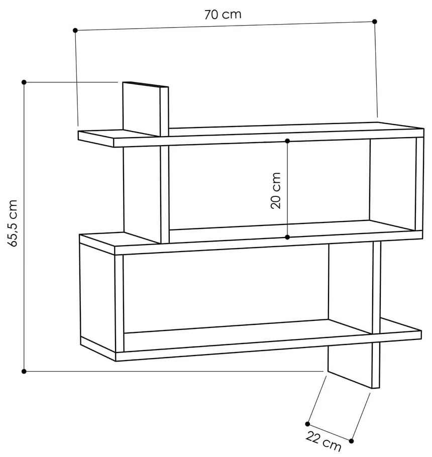 Wielopoziomowa półka w dekorze dębu 70 cm Paralel – Kalune Design