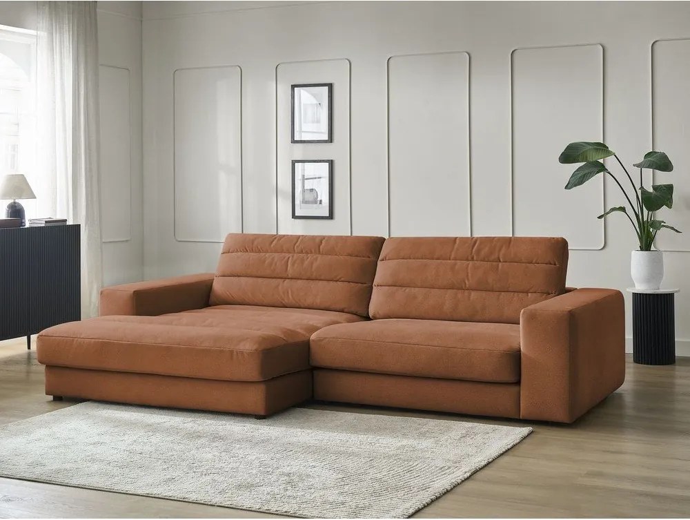 Pomarańczowy aksamitny narożnik (lewostronny/z szezlongiem) Sierra – Bobochic Paris