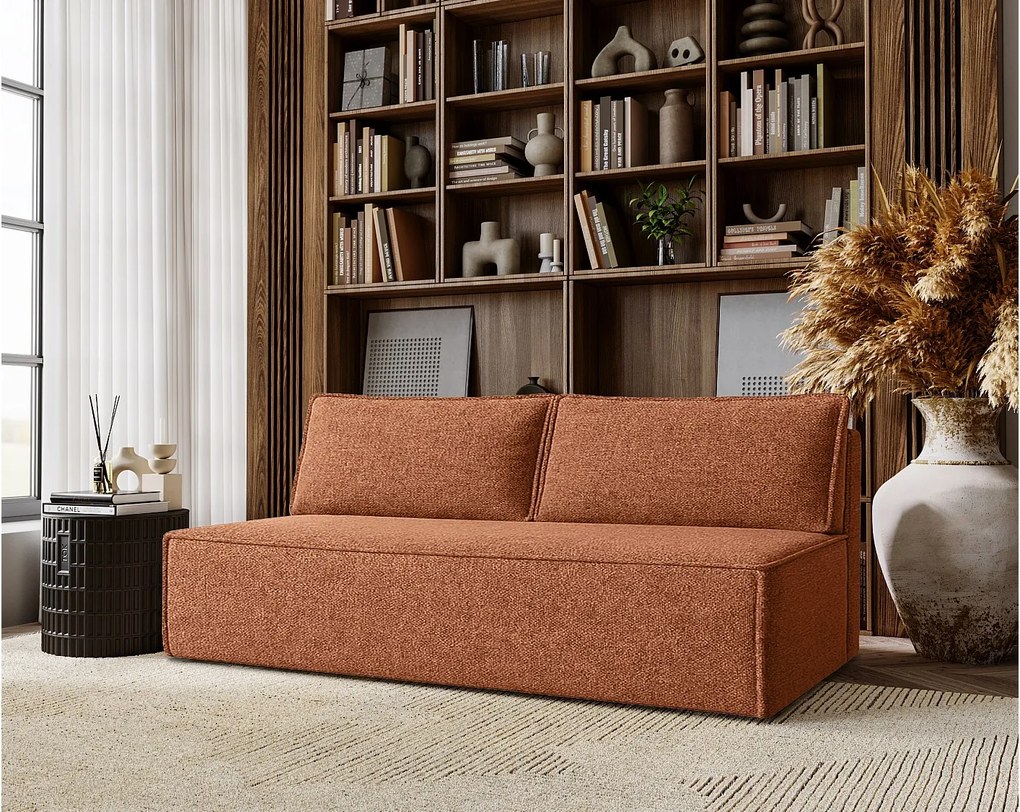 Sofa z funkcją spania i pojemnikiem DUO, tkanina Verita, Miedziany