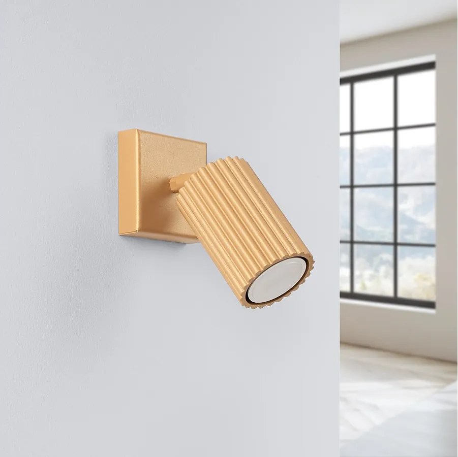 Lampa ścienna minimalistyczny Gloow, aluminium - 1 źródło światła 4000K - L.8 x H.8 cm - złoty