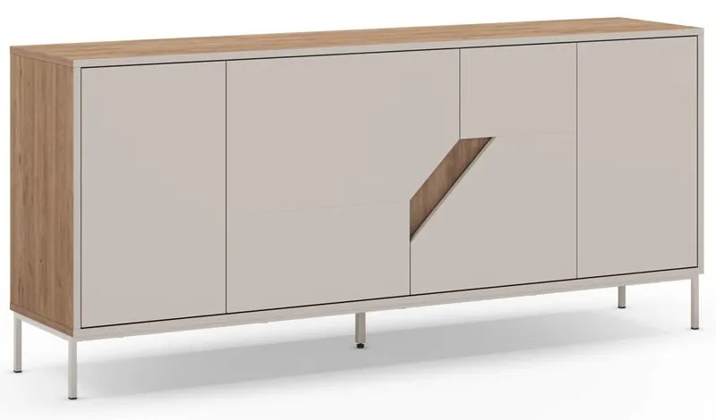Kremowo-naturalna komoda w dekorze dębu 180x80x40 cm Lilou – Marckeric