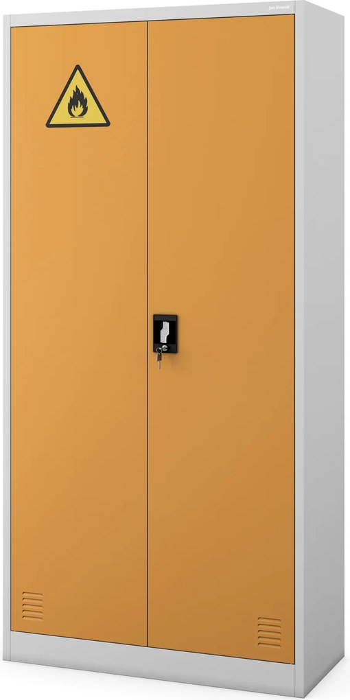 Szafa na chemikalia MARIA, 900 x 1850 x 400 mm, szaro-żółta