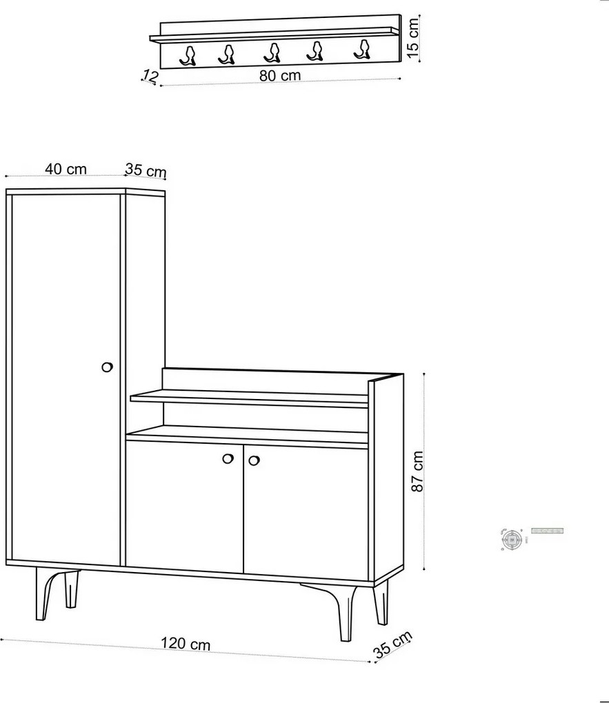 Zestaw do przedpokoju Barney Oak
