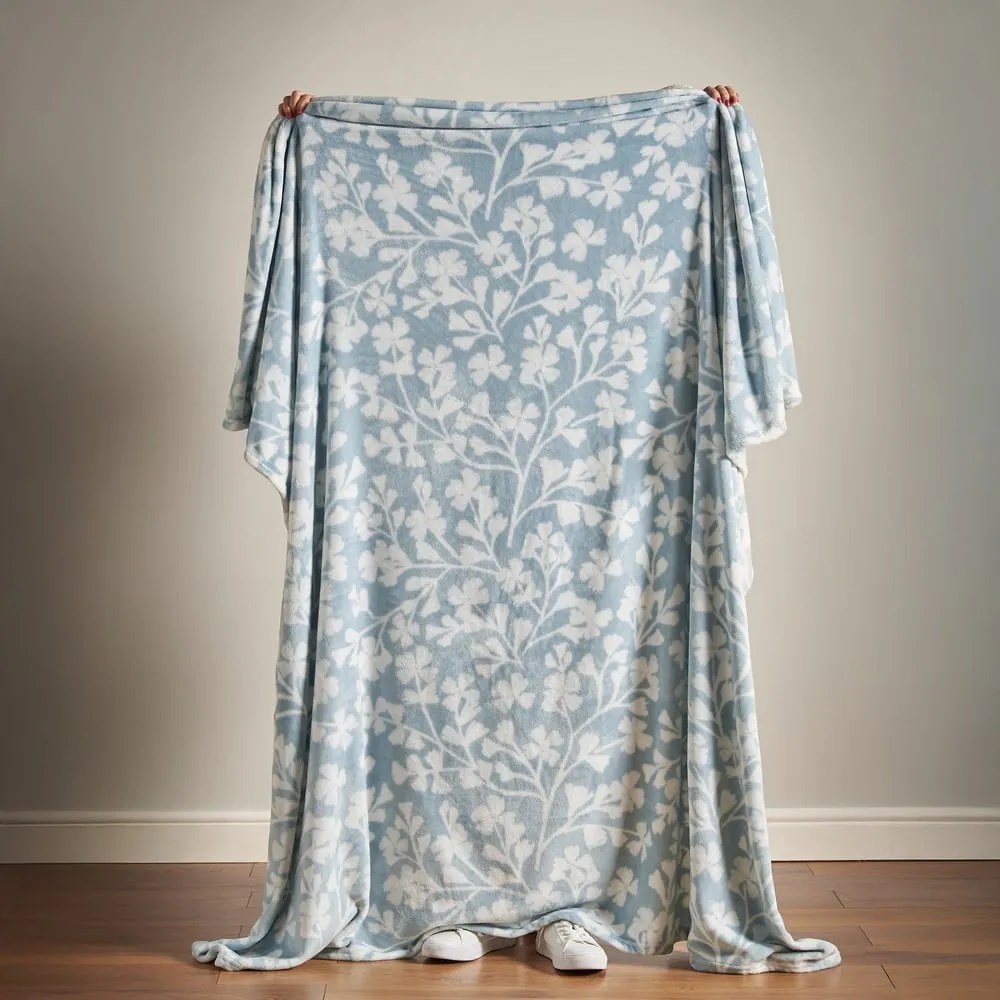 Niebieski polarowy koc 200x240 cm Brooke Floral – Catherine Lansfield