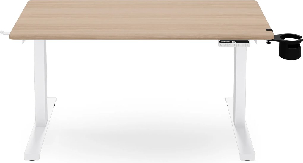 Biurko elektryczne z regulacją wysokości ergonomiczne białe/dąb sonoma,1200x600 mm: ARIA