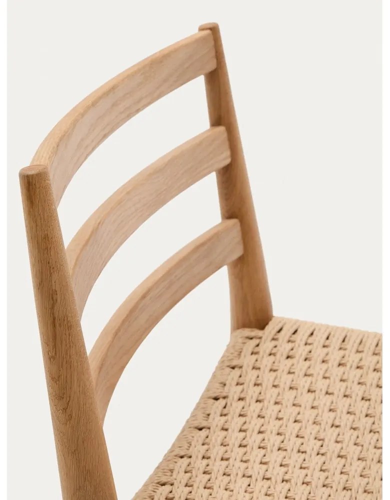 Hoker z litego drewna dębowego w naturalnym kolorze (wysokość siedziska 70 cm) Analy – Kave Home