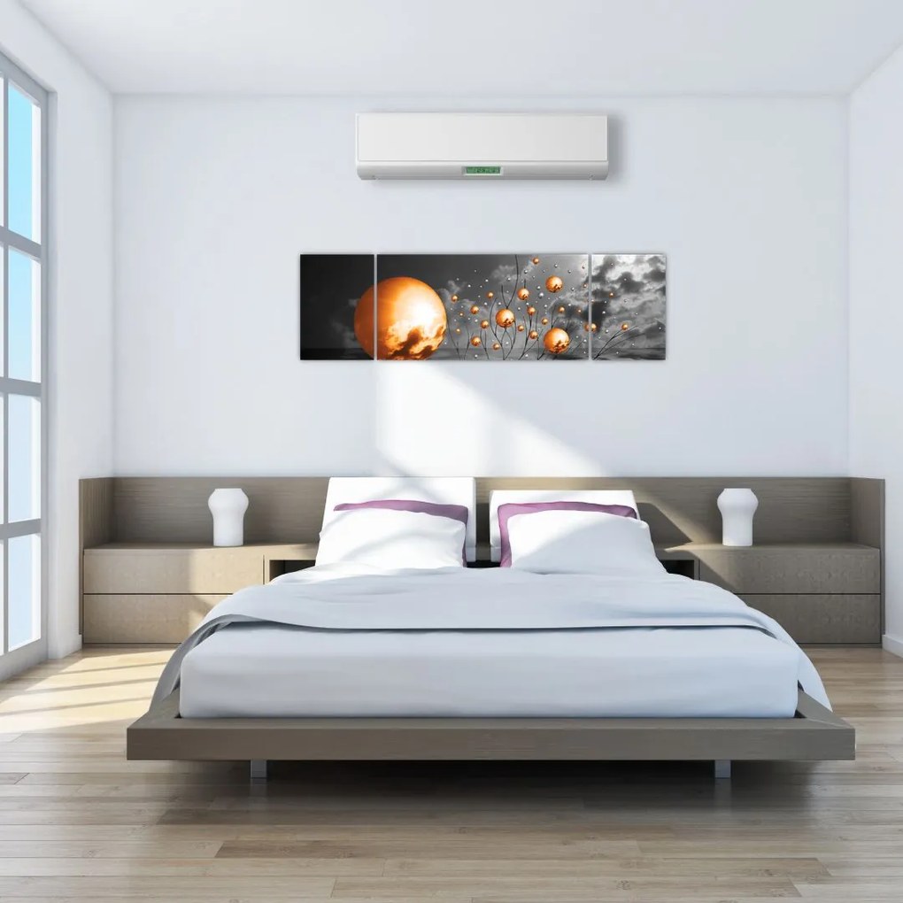 Obraz pomarańczowych abstrakcyjnych kul (170x50 cm)
