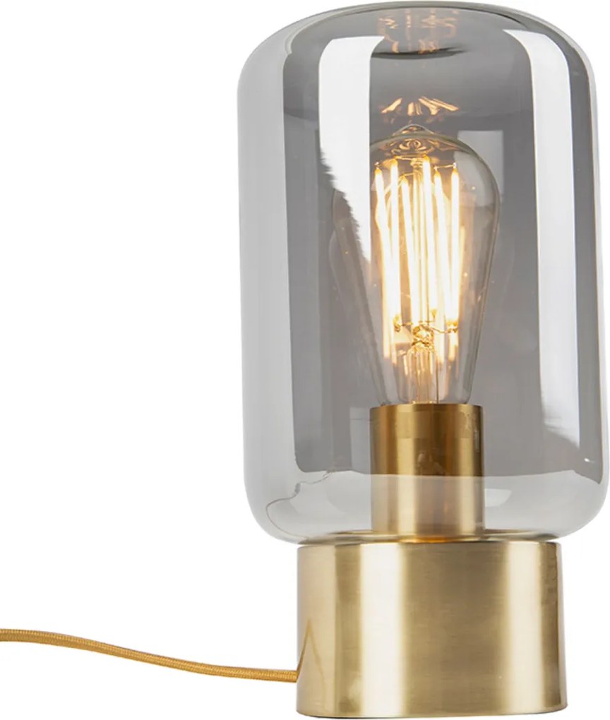 Designerska lampa stołowa mosiądz z dymionym szkłem - Bliss Cute