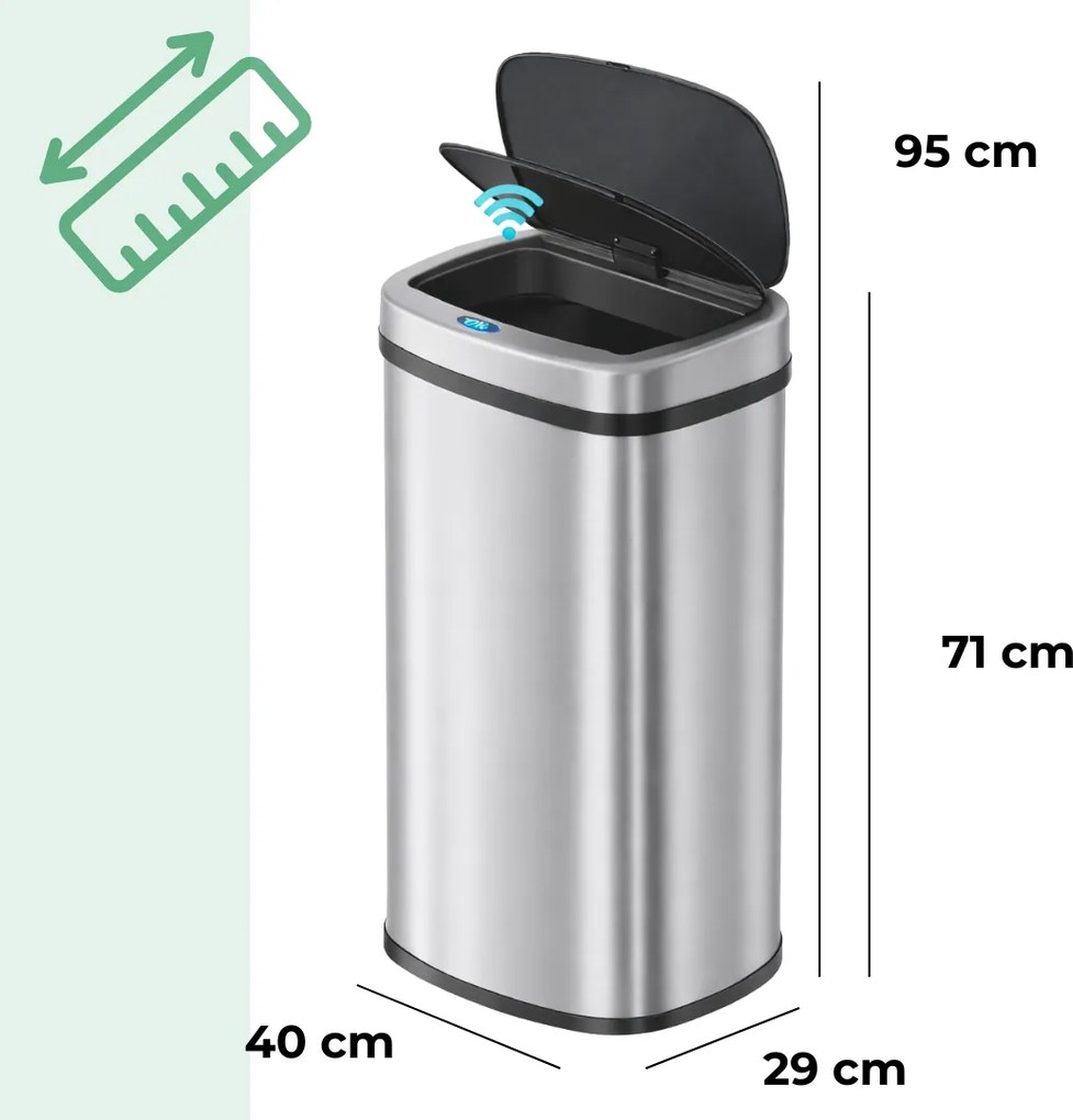 Kosz na śmieci DEUS z czujnikiem, 58 litrów, srebrna Jurhan