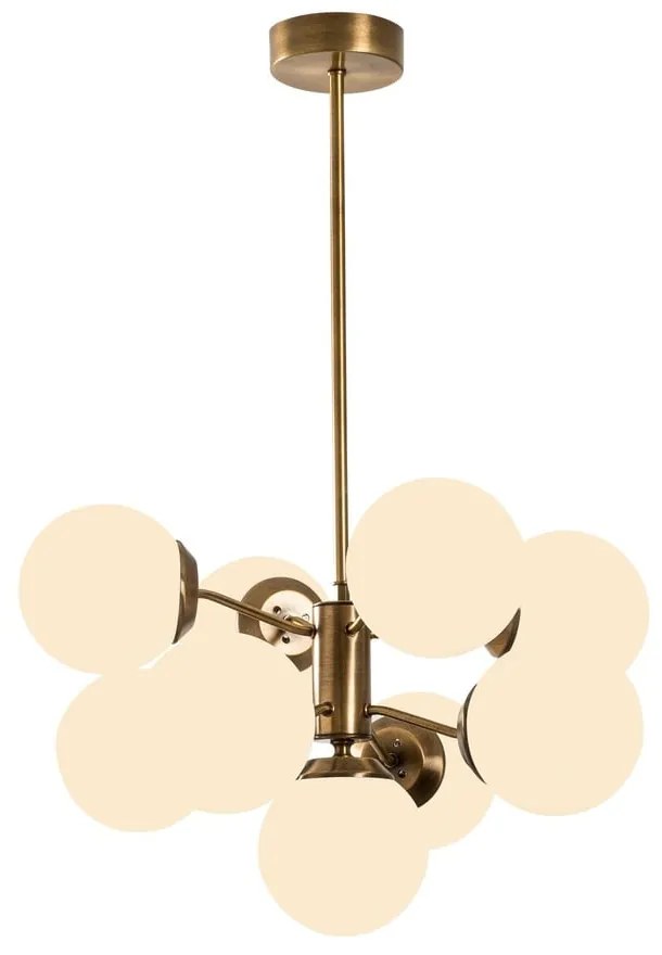 Biała/w kolorze mosiądzu lampa wisząca ze szklanym kloszem ø 70 cm Mudoni – Opviq lights