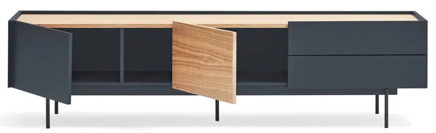 Antracytowo-naturalna szafka pod TV w dekorze dębu 180x45 cm Otto – Teulat