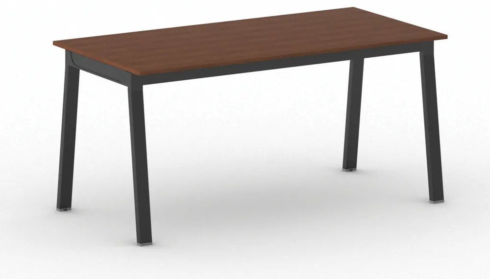 Stół konferencyjny do biura PRIMO BASIC, 160x80 cm, czarna podstawa, czereśnia