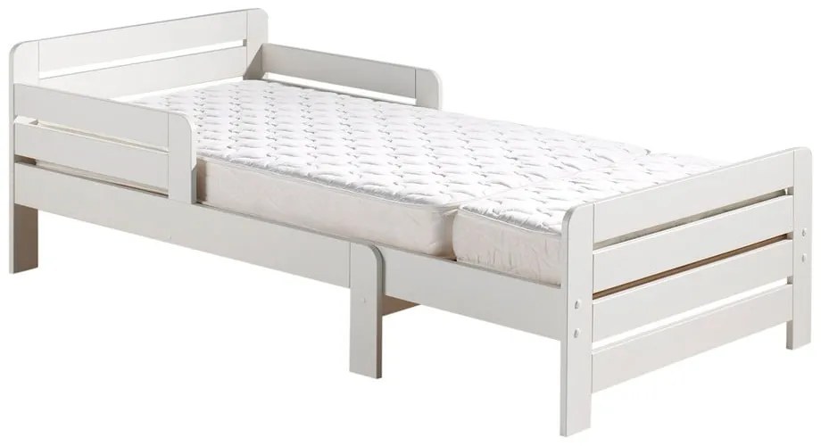 Białe łóżko dziecięce z litego drewna sosnowego z regulacją długości ze stelażem Jumper – Vipack