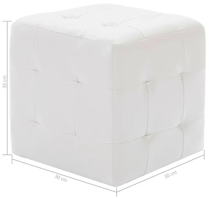 Zestaw białych puf do salonu - Futori 2X