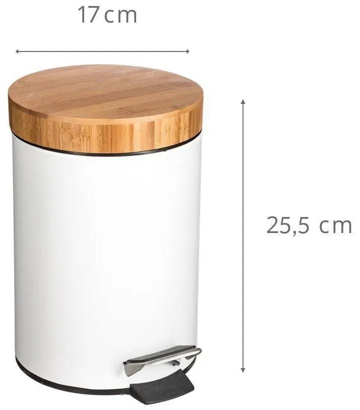 Kosz łazienkowy na śmieci z bambusową pokrywą, 3 l