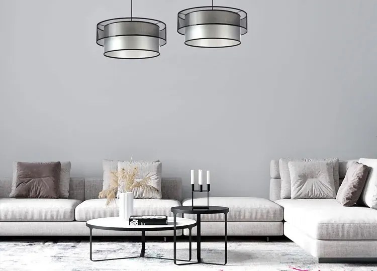 Srebrno-czarna okrągła lampa wisząca z siatką - 17X S421 M8-Z40