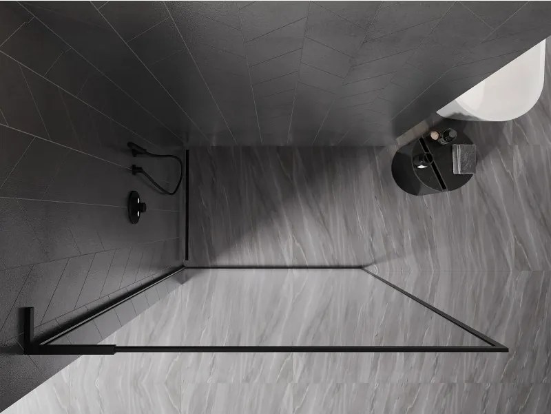 Mexen Kioto-XF L ścianka prysznicowa Walk-in z ramką 90 x 202 cm, transparent 10 mm, czarna - 800-090-174-70-00-XF