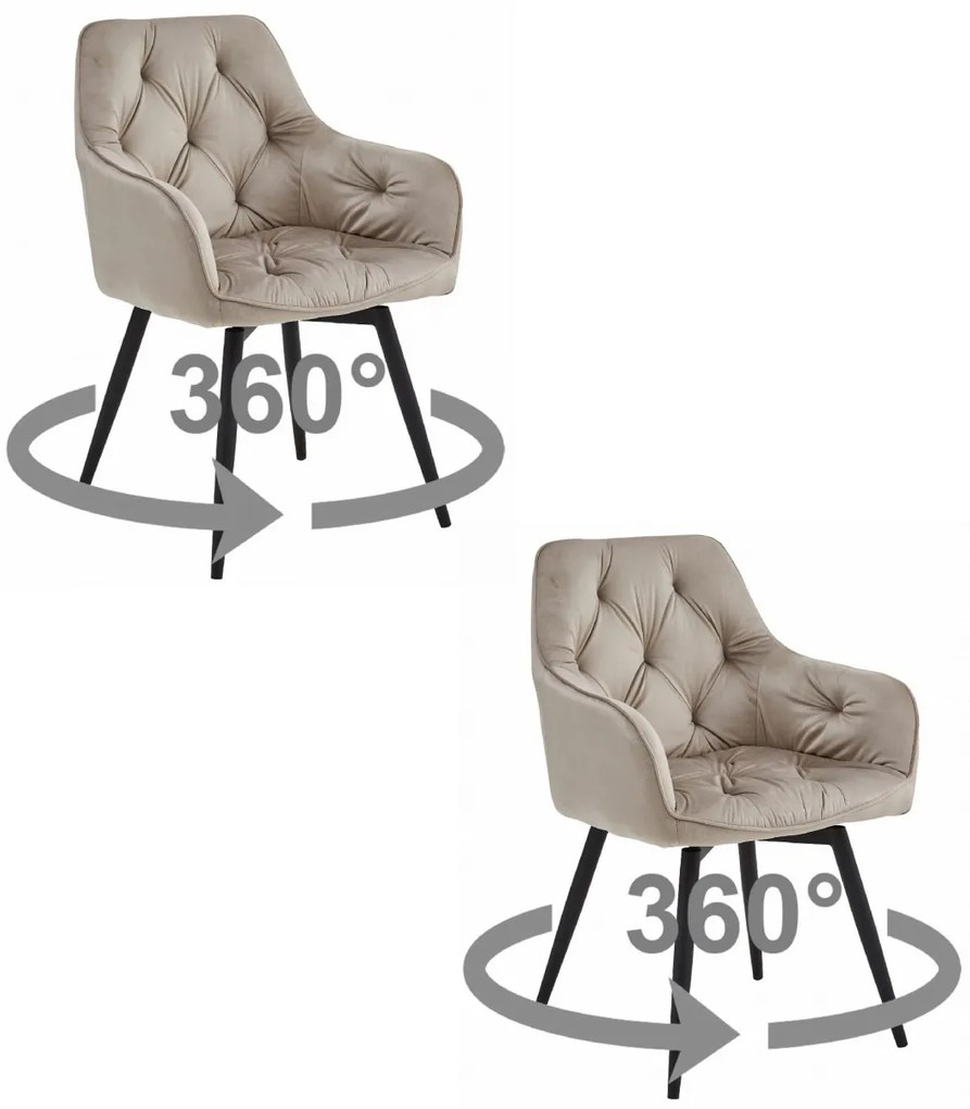 Obrotowe krzesło do jadalni JORK360 VELVET, beżowe