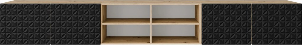 Szafka RTV wisząca ROVA 300 cm do Salonu pod Telewizor - Dąb artisan