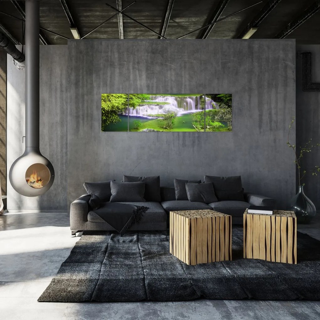 Obraz - Wodospady Huay Mae Khamin, Kanchanaburi, Tajlandia (170x50 cm)