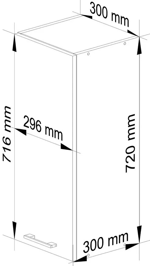 Wąska górna szafka kuchenna beton 30 cm B4-P24