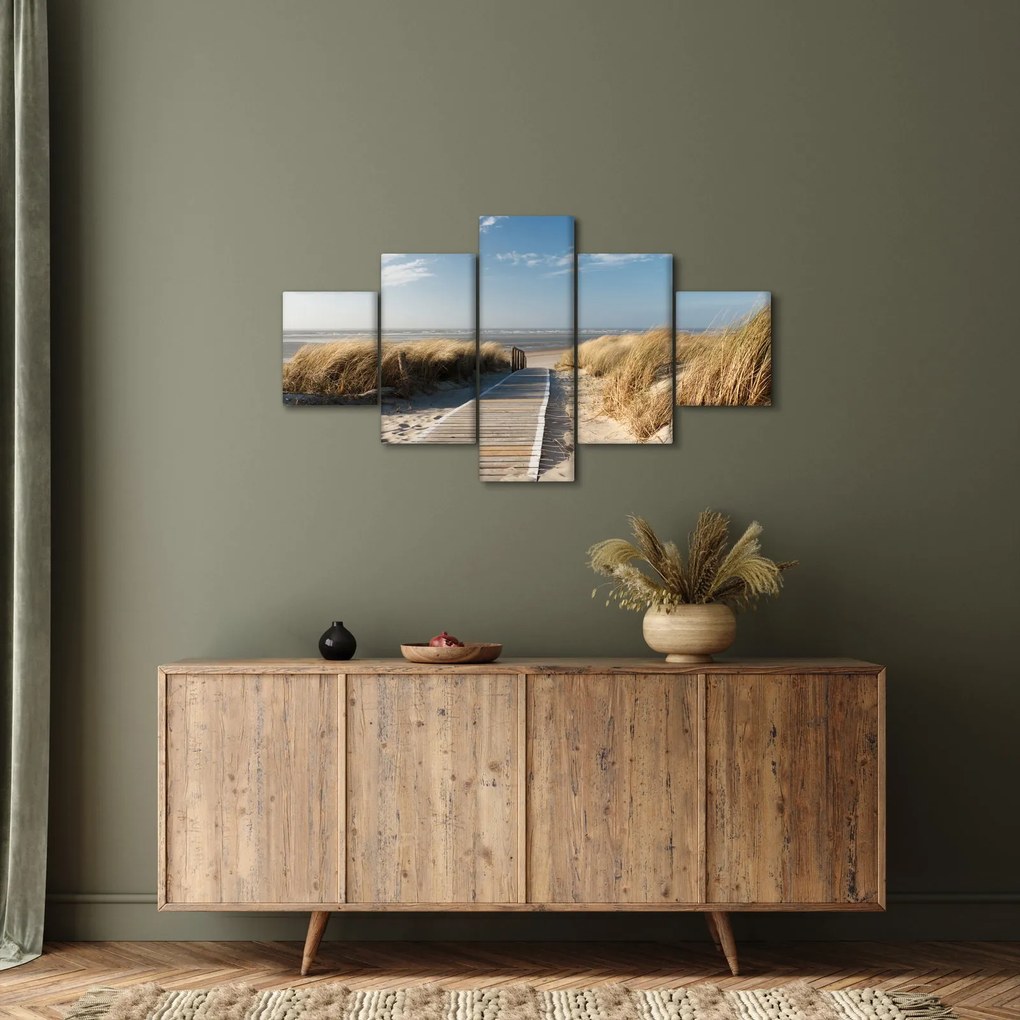 Obraz - Piaszczysta plaża na wyspie Langeoog, Niemcy (125x70 cm)