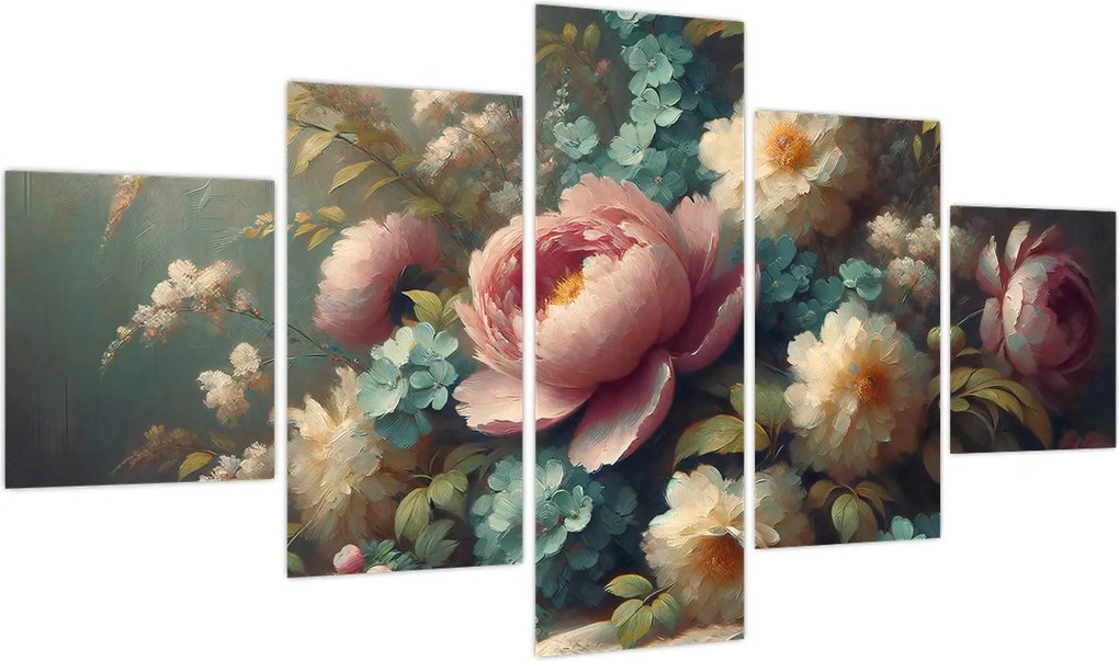 Obraz - Martwa natura z kwiatami - obraz (125x70 cm)