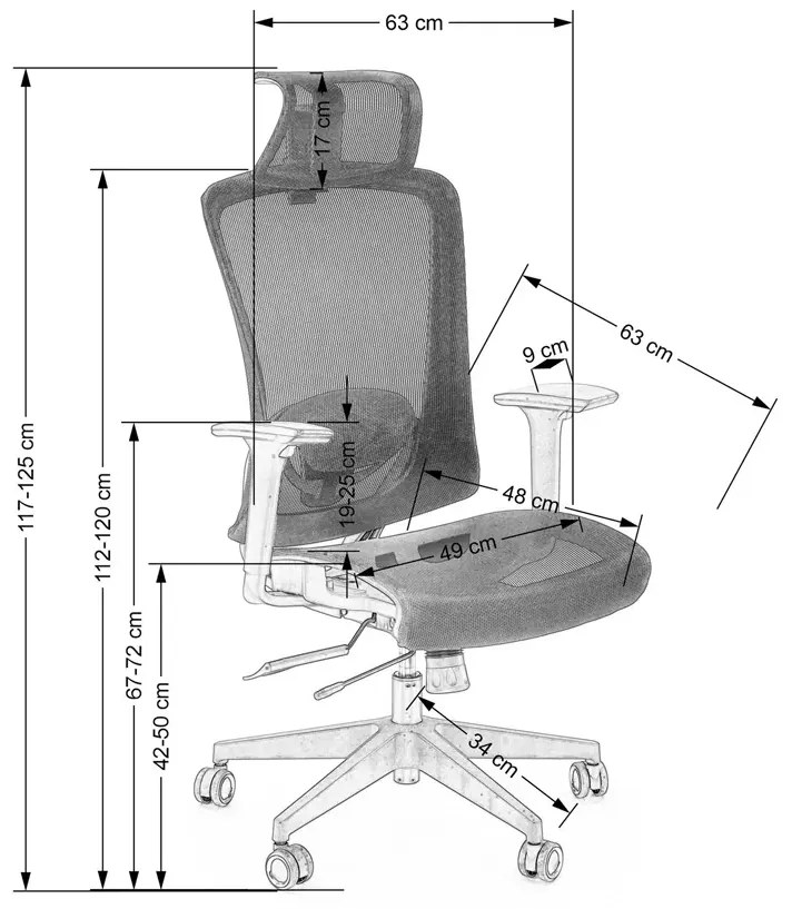 Czarny ergonomiczny obrotowy wentylowany fotel biurowy - Armur