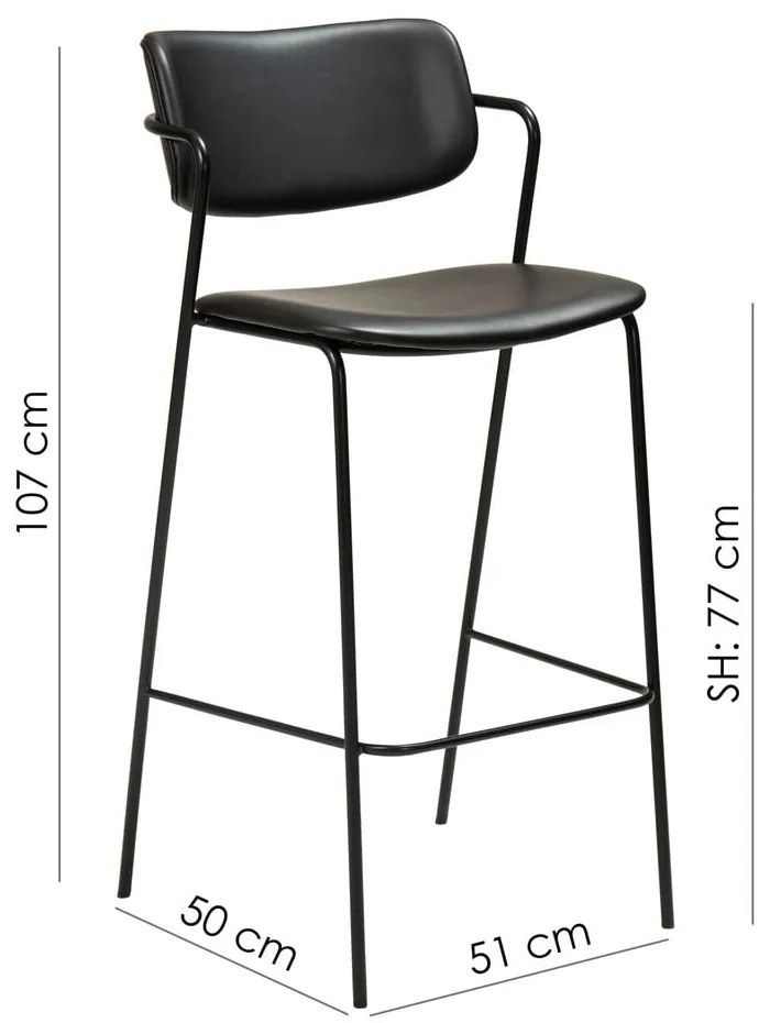 Czarny hoker z imitacji skóry DAN-FORM Denmark Zed, wys. 107 cm