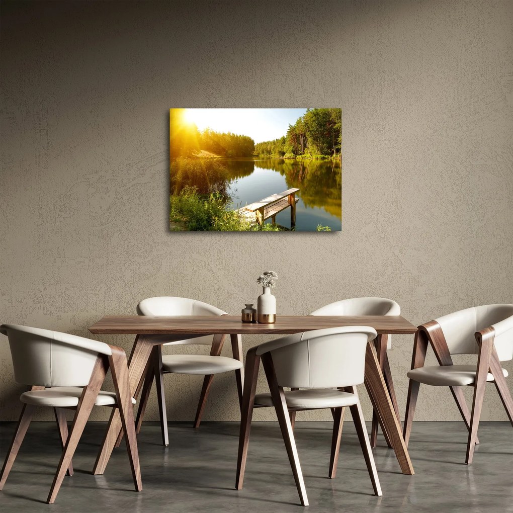 Obraz - Jezioro w pobliżu lasu (70x50 cm)