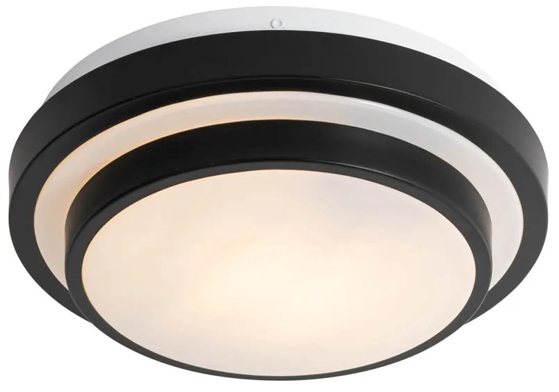 Nowoczesna lampa sufitowa czarna z białą 25 cm IP44 - Walden