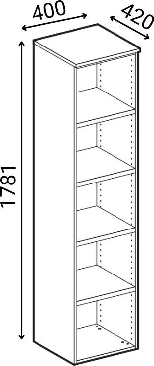 Szafa biurowa kombinowana PRIMO WOOD, drzwi na 3 poziomach, 400 x 420 x 1781 mm, wenge