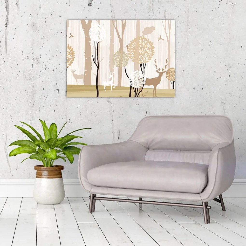 Obraz - Ilustrowany las (70x50 cm)