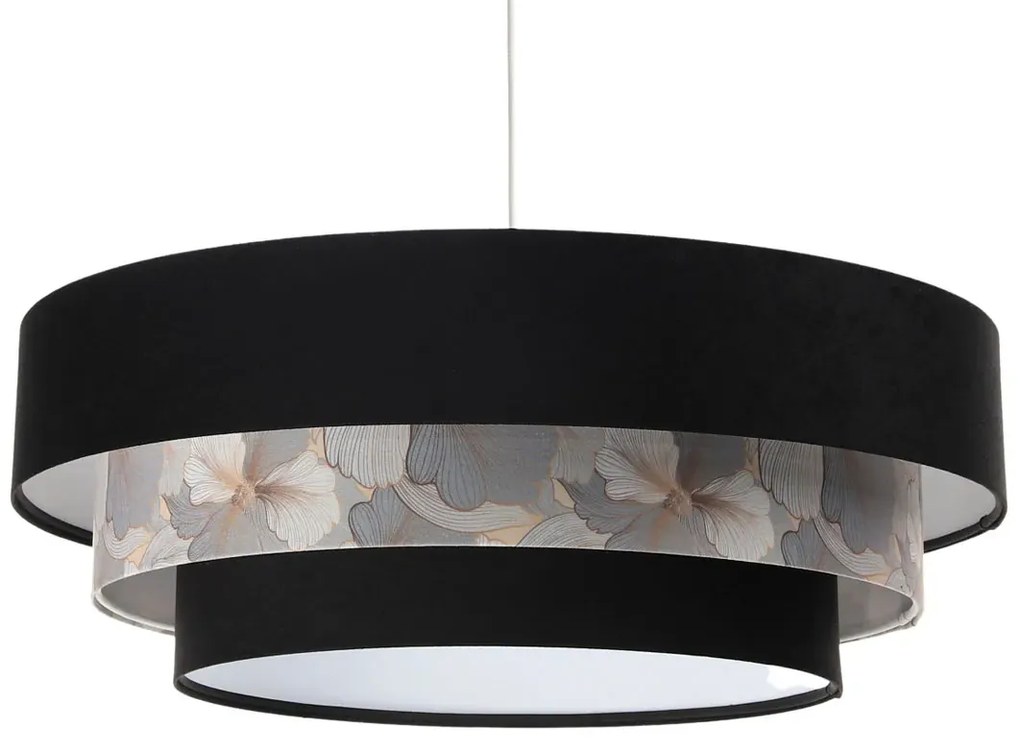 Czarna lampa wisząca z motywem kwiatów - S449-Emla