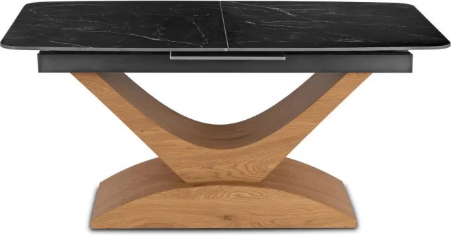Stół Rozkładany Prostokątny ALICANTE 160-200 cm Ceramiczny Czarny/Dąb do Jadalni Nowoczesny