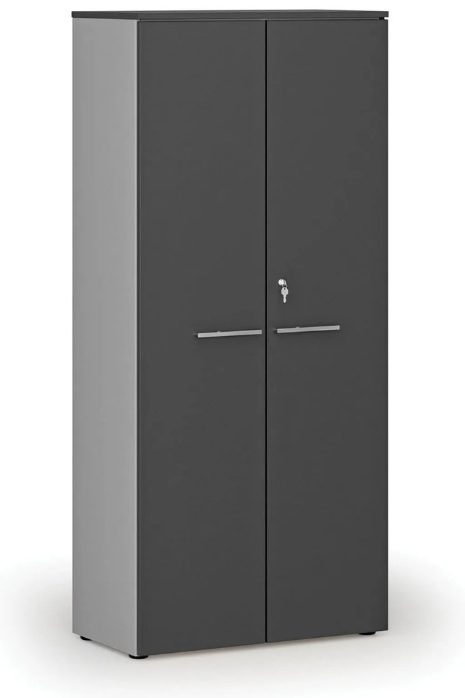Szafa biurowa z drzwiami PRIMO GRAY, 800 x 420 x 1781 mm, szary/grafit