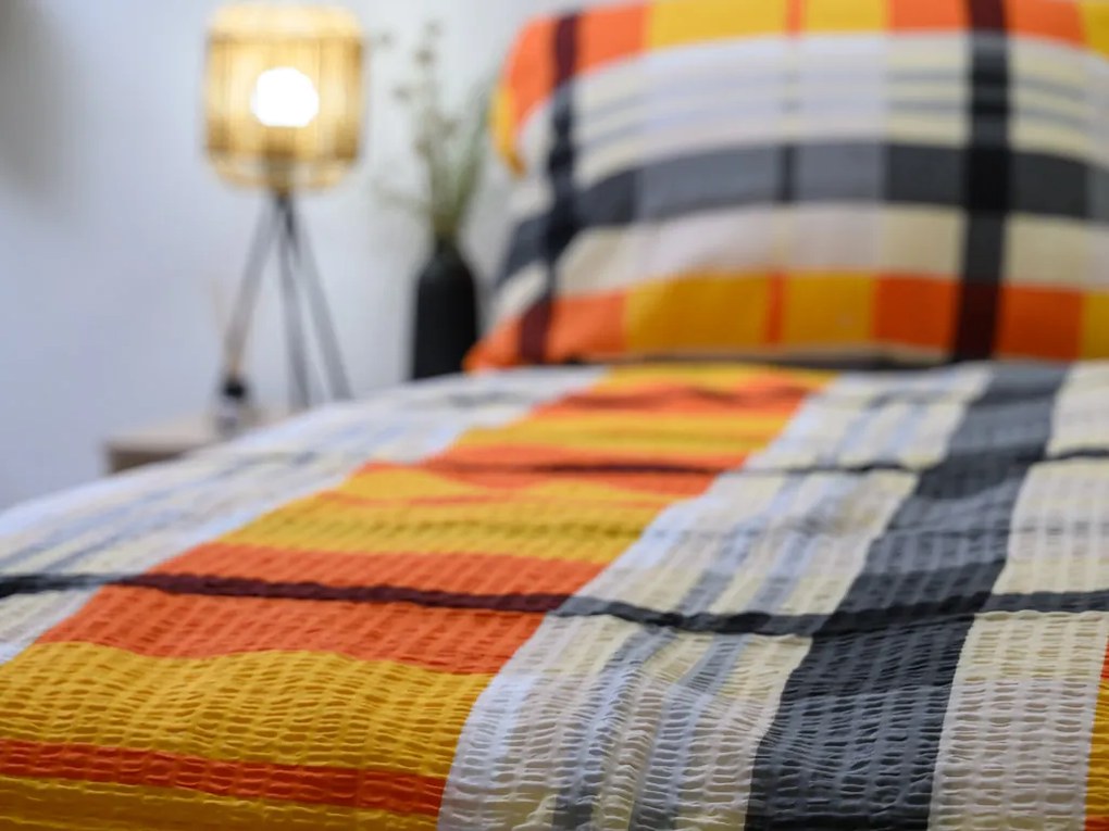 PrzytulneMieszkanie.pl PrzytulneMieszkanie.pl Pościel z kory z bawełny Renforcé ORANGE KUBE kolorowa Rozmiar pościeli: 70 x 90 cm | 140 x 200 cm