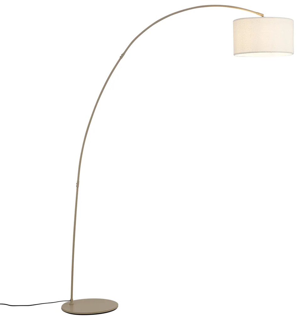 Luk Nowoczesna lampa łukowa beżowa z abażurem z tkaniny typu teddy - Vinossa Nowoczesny Oswietlenie wewnetrzne