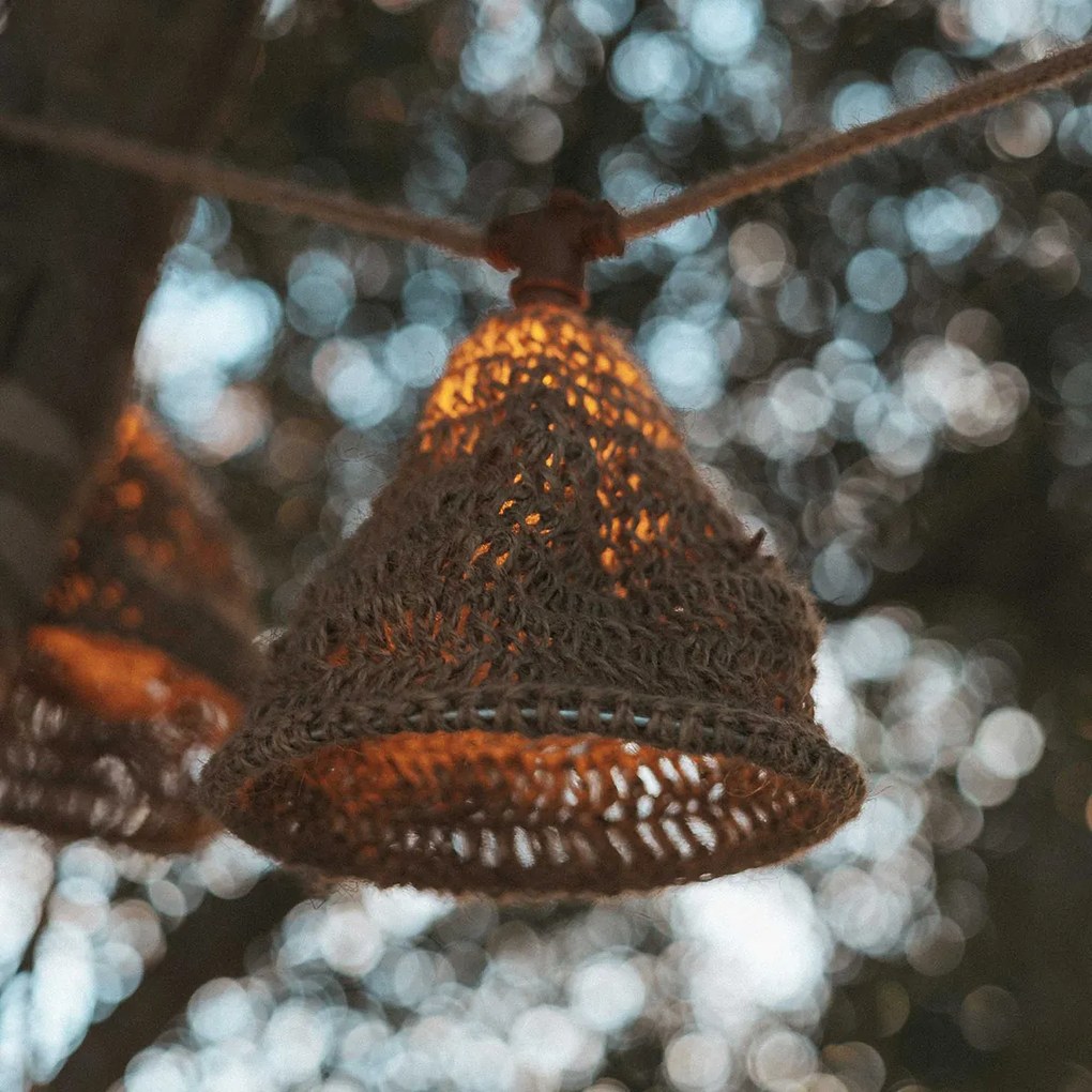 Lampki sznurkowe brązowe 8m z 10 diodami LED IP44 Ładowane solarnie - Maro