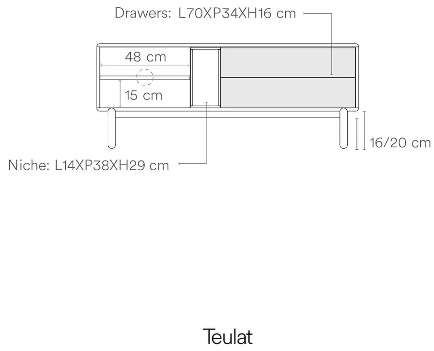 Kremowa szafka pod TV 140x56x40 cm Corvo – Teulat