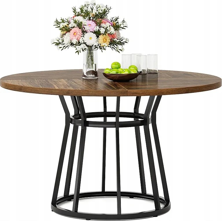 Okrągły stół jadalny dla 4 osób, okrągły stół jadalny z metalową podstawą, stół okrągły 120 cm